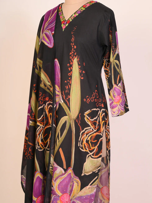 Black kurti set with Thread Work